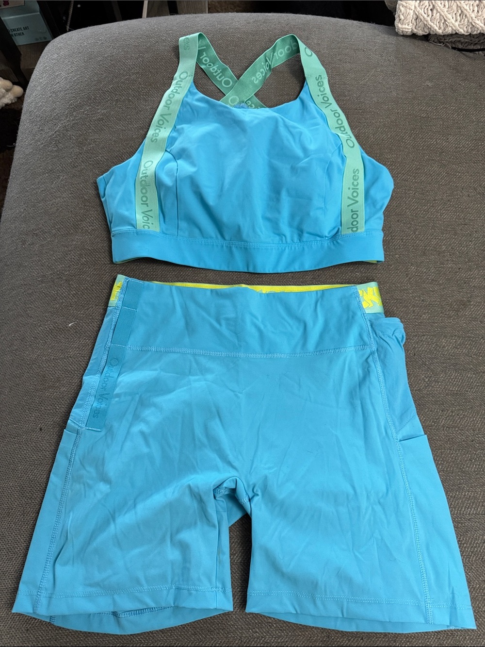 Disney Outdoor Voices Bright Aqua Two-Piece Sport Bikini Set with Mint Straps